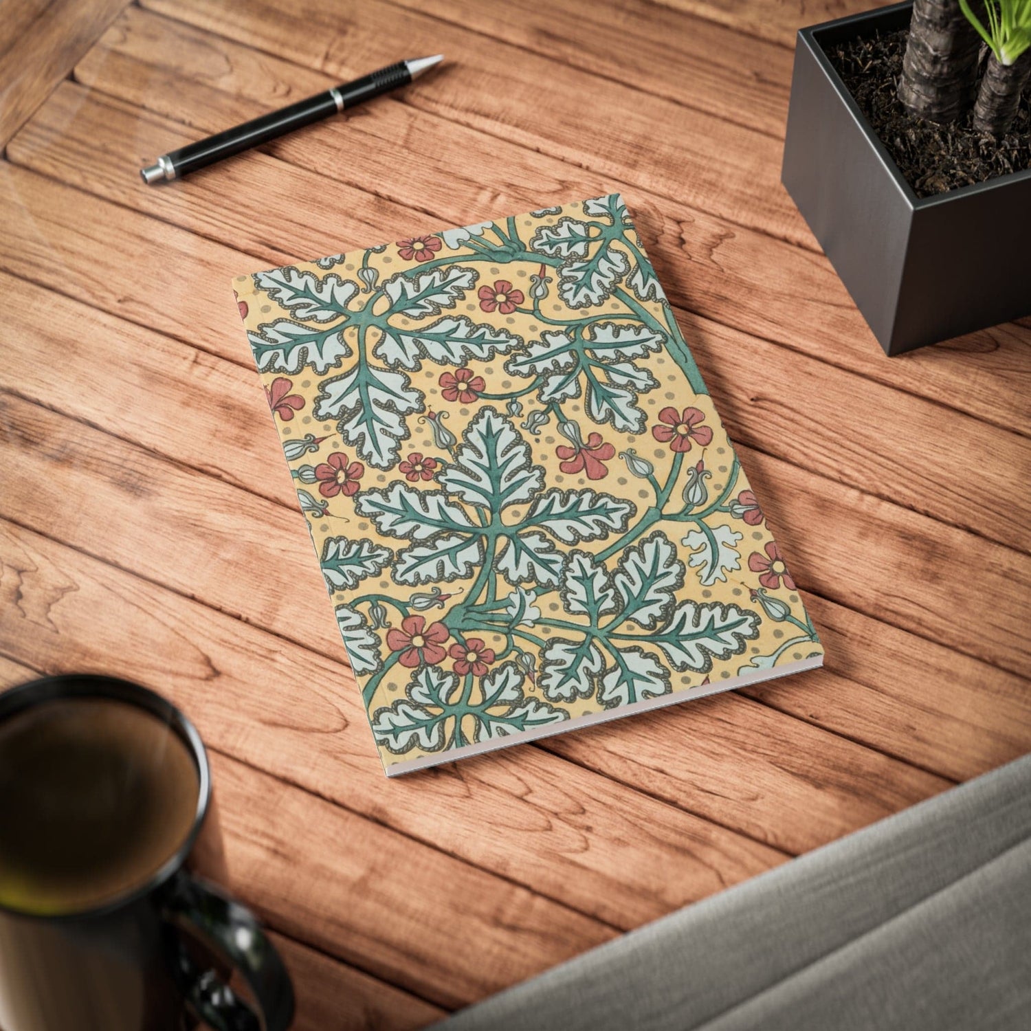 A5 Notebook – 150 Pages, Matte Laminated Cover with Floral Design