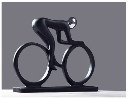 Modern Abstract Cyclist Statue - Resin Bicycle Rider Figurine for Office &amp; Living Room Decor - KOSALI