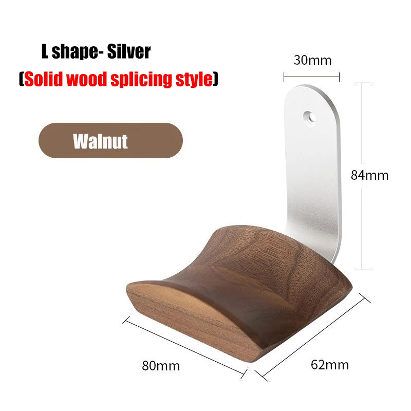 Walnut Wood &amp; Aluminum Alloy Headphone Stand with Solid Wooden Earphone Rack - KOSALI