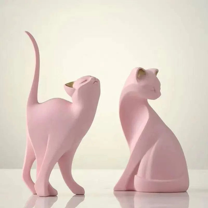 Couples Cat Resin Statue – Desktop Decor, Bookshelf Sculpture