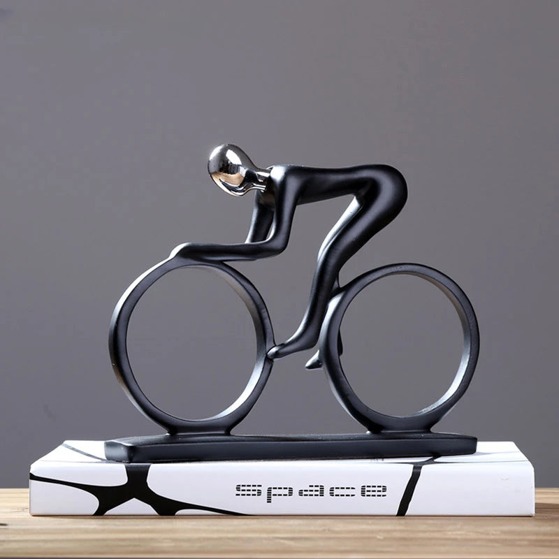 Modern Abstract Cyclist Statue - Resin Bicycle Rider Figurine for Office &amp; Living Room Decor - KOSALI