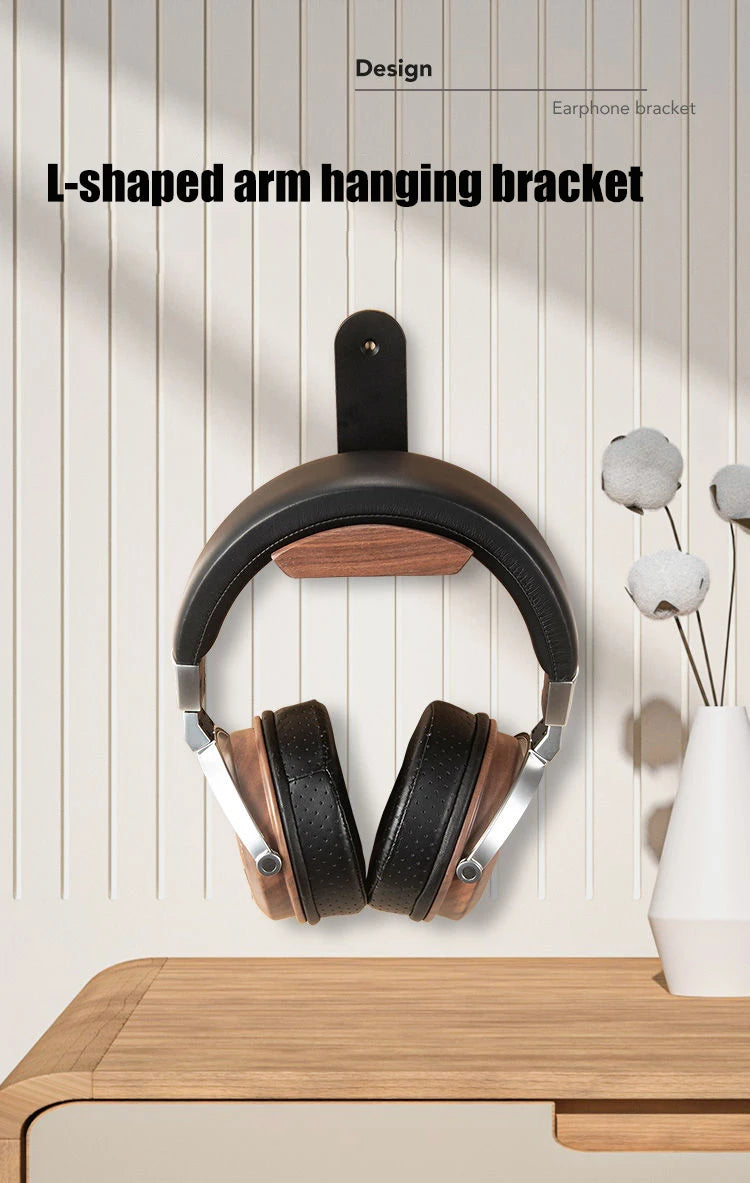 Walnut Wood &amp; Aluminum Alloy Headphone Stand with Solid Wooden Earphone Rack - KOSALI