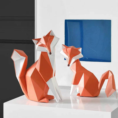 Fox Figurine Statue – Geometric Sculpture Decor