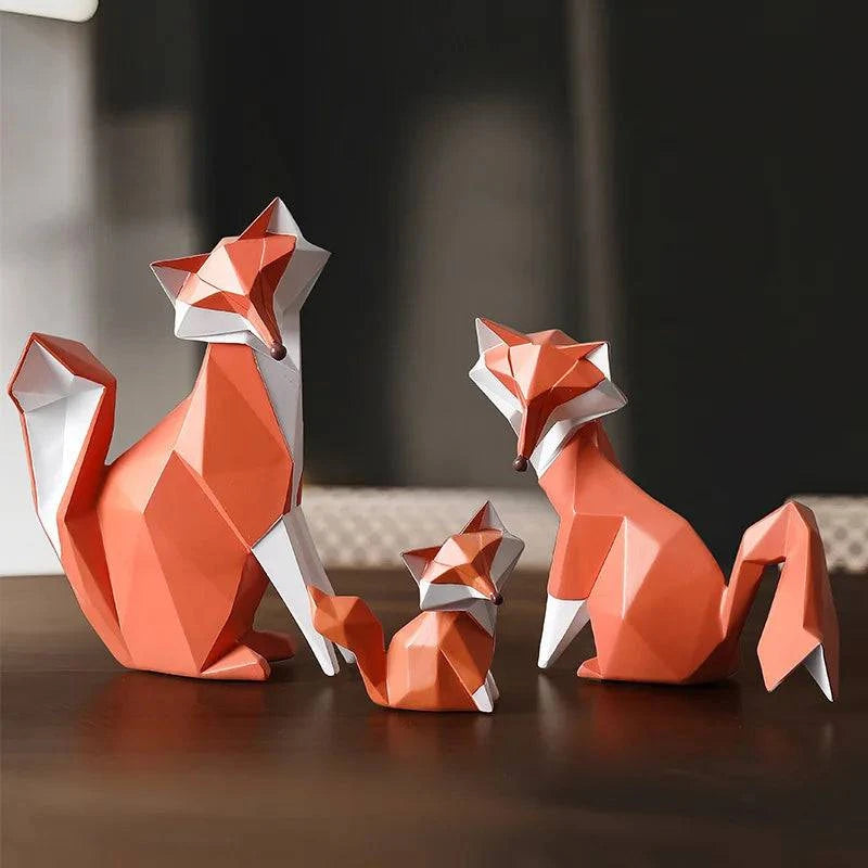 Fox Figurine Statue – Geometric Sculpture Decor