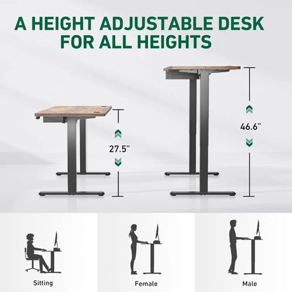 Adjustable Electric Standing Desk with Drawer and Storage for Home Office - KOSALI