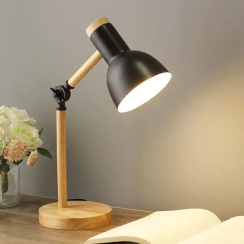 Wood Creative Nordic Table Lamp – Wooden Art LED Bedside Desk Light - KOSALI