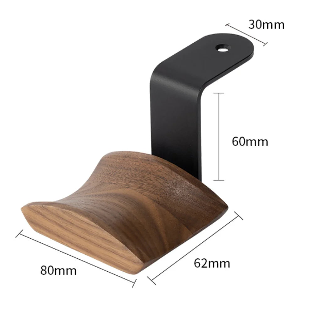 Walnut Wood &amp; Aluminum Alloy Headphone Stand with Solid Wooden Earphone Rack - KOSALI