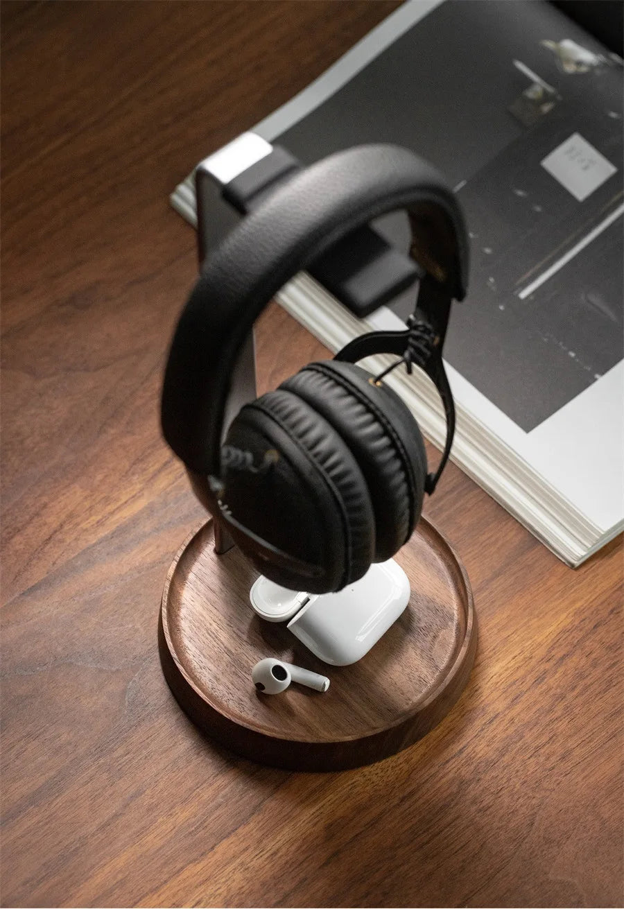 E-sports Gaming Headphone Stand with Black Walnut &amp; Metal Alloy Holder - KOSALI