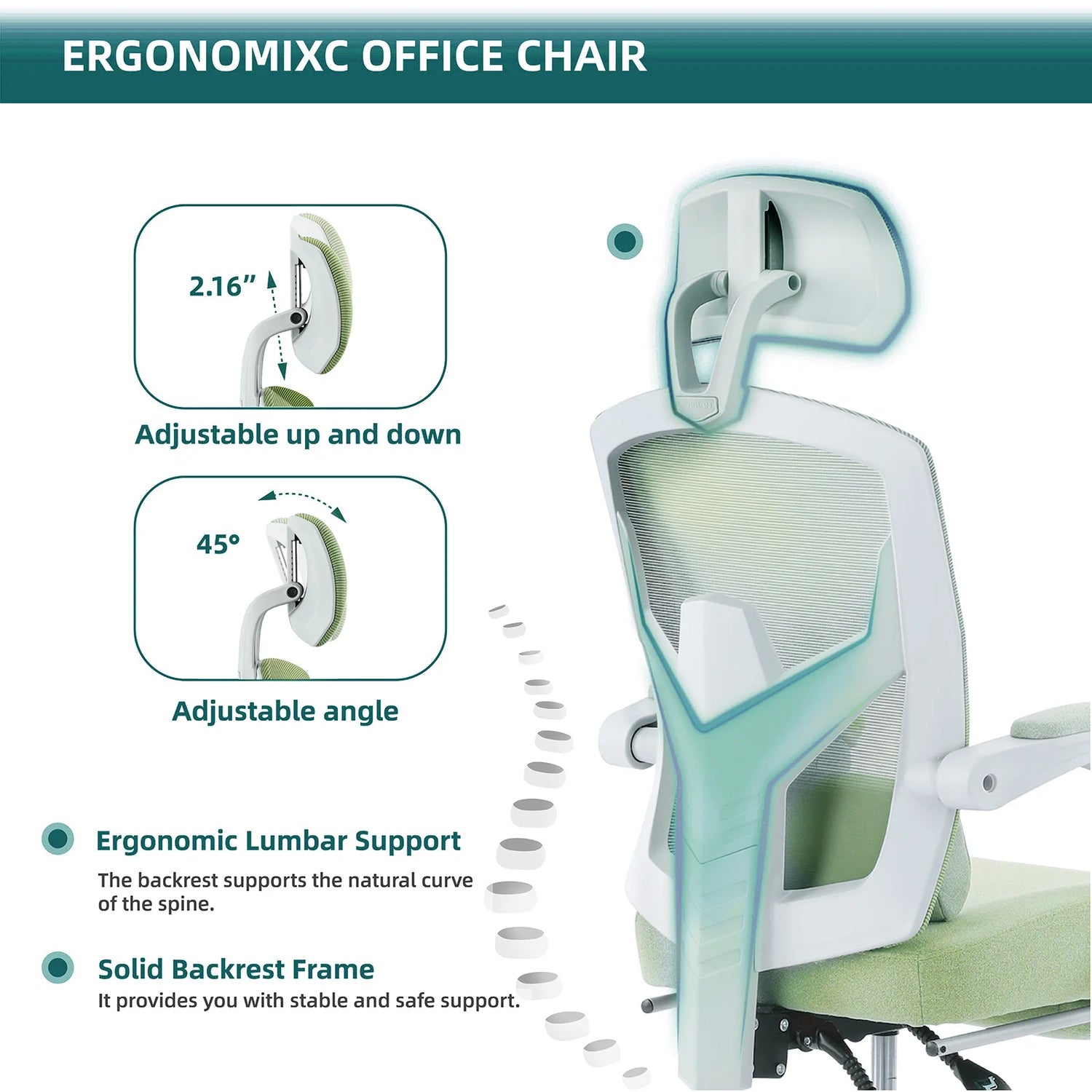 Ergonomic Reclining High Back Mesh Office Chair with Lumbar Support Pillow - KOSALI