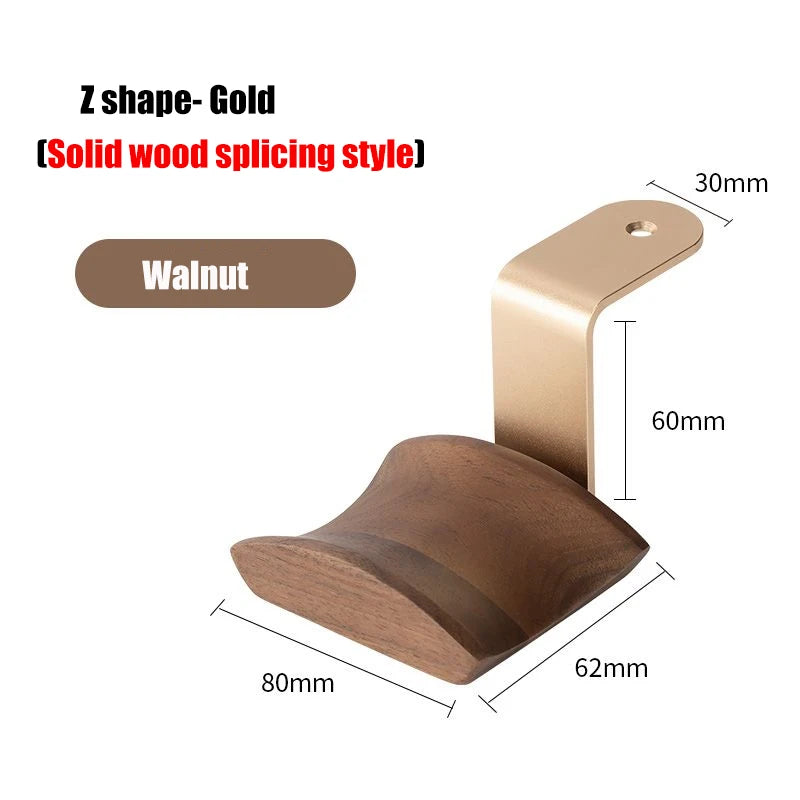 Walnut Wood &amp; Aluminum Alloy Headphone Stand with Solid Wooden Earphone Rack - KOSALI