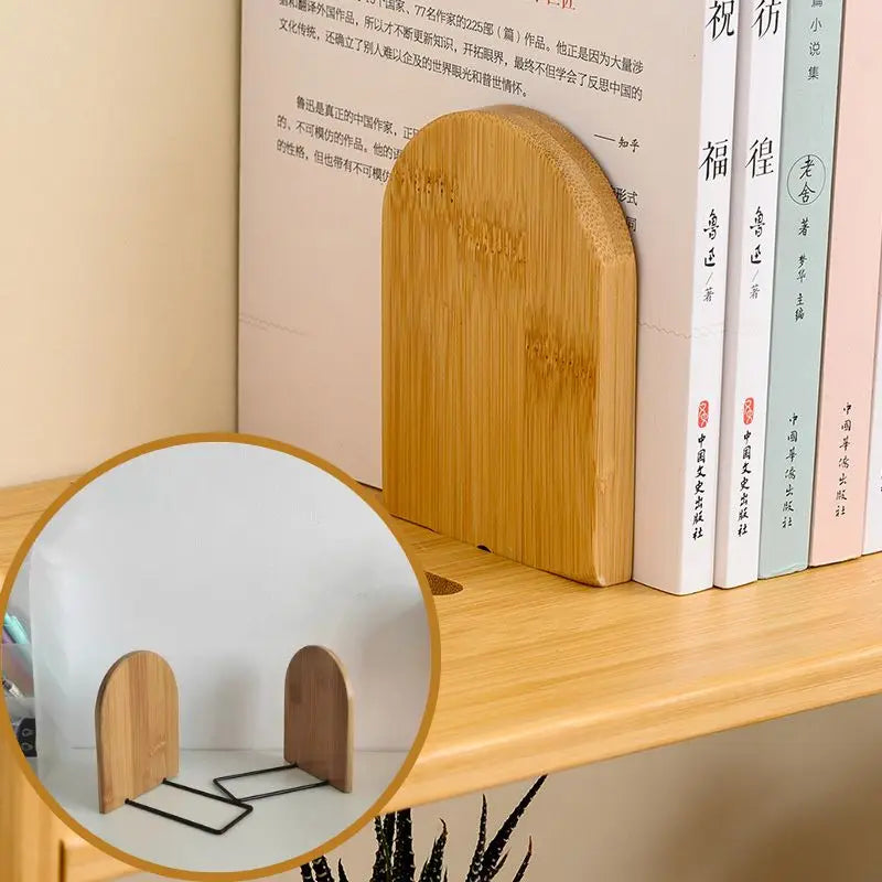 Simple Wooden Bookend Holder Organizer – Desktop Book Stand &amp; Storage Shelf for Office, School, and Home Decor - KOSALI