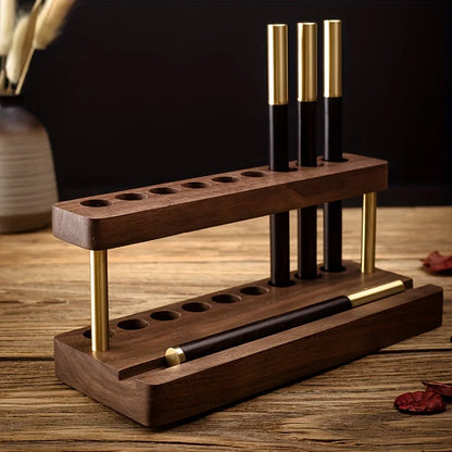 Walnut Wood Multifunction Desk Organizer - Pen Holder, Phone Stand &amp; Storage Solution for Office and School - KOSALI