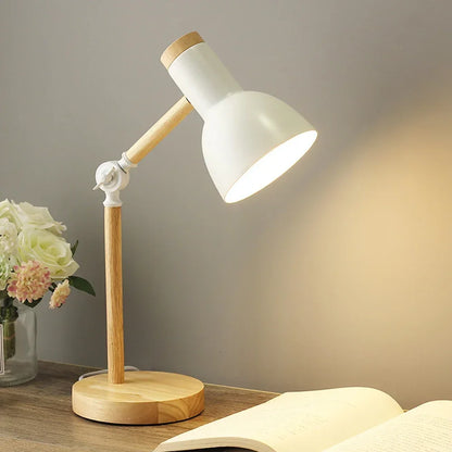 Wood Creative Nordic Table Lamp – Wooden Art LED Bedside Desk Light - KOSALI