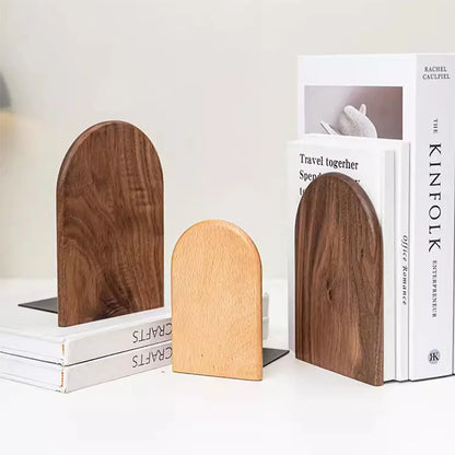 Natural Wooden Bookends &amp; Desk Organizer – Desktop Storage Holder for Home &amp; Office - KOSALI