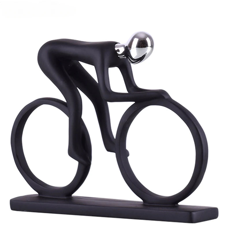 Modern Abstract Cyclist Statue - Resin Bicycle Rider Figurine for Office &amp; Living Room Decor - KOSALI