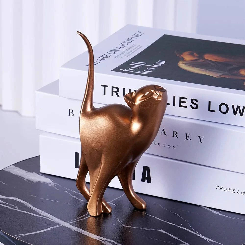 Couples Cat Resin Statue – Desktop Decor, Bookshelf Sculpture