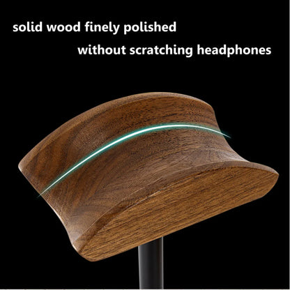 Walnut Wood &amp; Aluminum Alloy Headphone Stand with Solid Wooden Earphone Rack - KOSALI