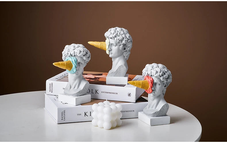 Ice Cream David Figurine Sculpture – Modern Nordic Home Decor for Office &amp; Bookshelf