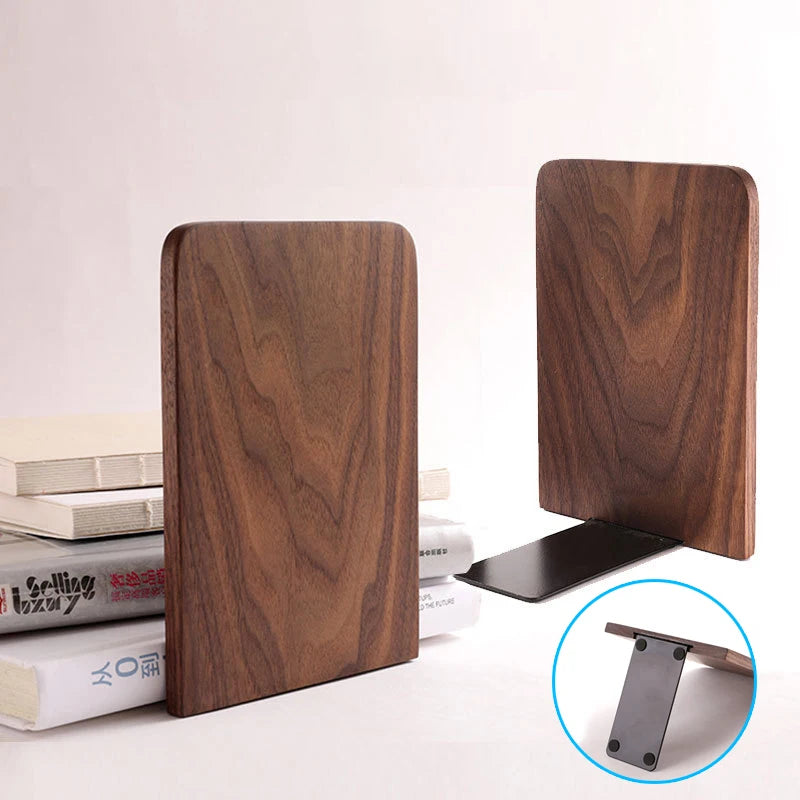 Natural Wooden Bookends &amp; Desk Organizer – Desktop Storage Holder for Home &amp; Office - KOSALI