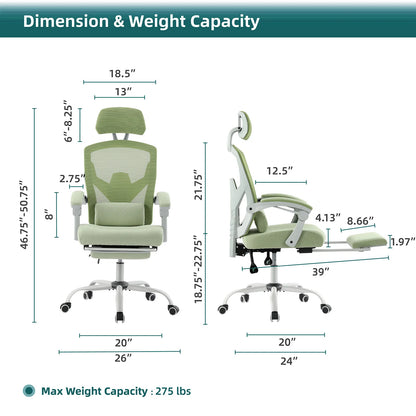 Ergonomic Reclining High Back Mesh Office Chair with Lumbar Support Pillow - KOSALI