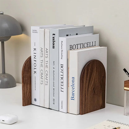 Natural Wooden Bookends &amp; Desk Organizer – Desktop Storage Holder for Home &amp; Office - KOSALI