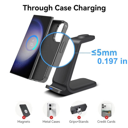 Wireless Charging Station 3 in 1 for Samsung Galaxy S24/S23 Ultra/S22/Note 20, Galaxy Watch 7/6/5/Pro/4, Buds 2 Pro