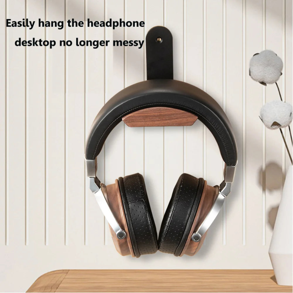 Walnut Wood &amp; Aluminum Alloy Headphone Stand with Solid Wooden Earphone Rack - KOSALI