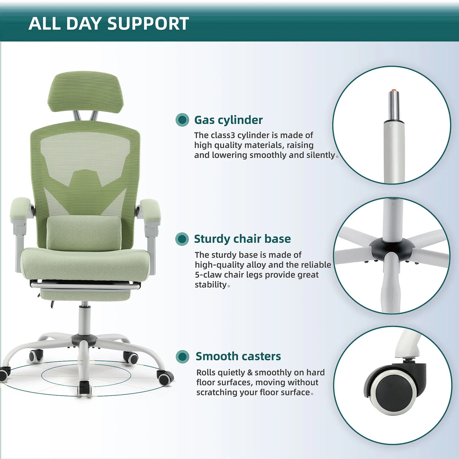 Ergonomic Reclining High Back Mesh Office Chair with Lumbar Support Pillow - KOSALI