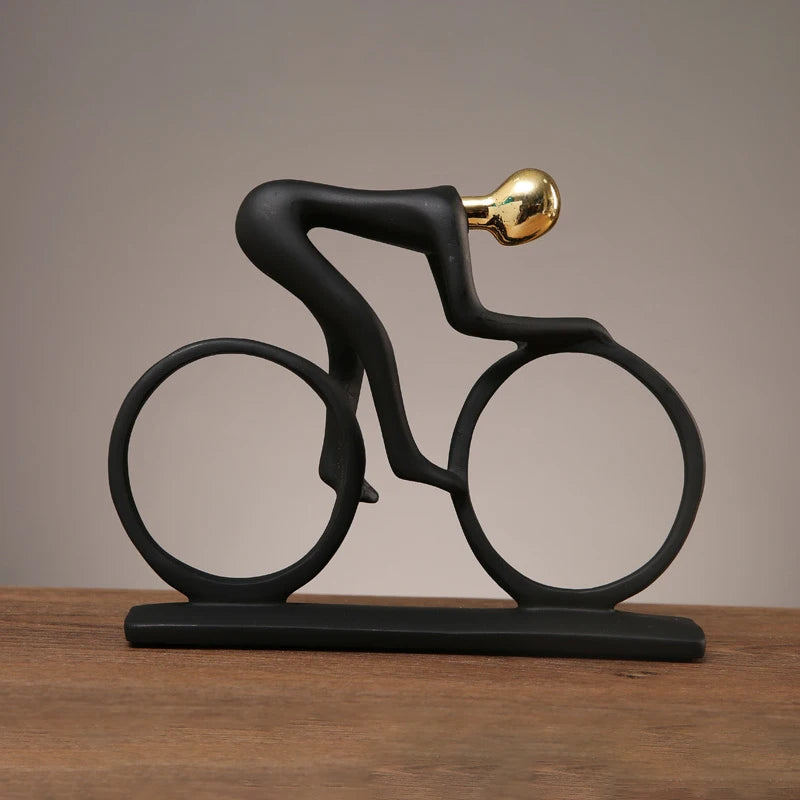 Modern Abstract Cyclist Statue - Resin Bicycle Rider Figurine for Office &amp; Living Room Decor - KOSALI