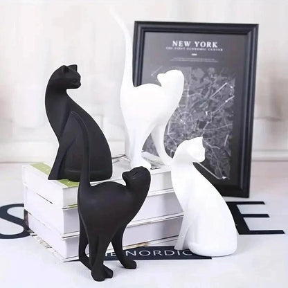 Couples Cat Resin Statue – Desktop Decor, Bookshelf Sculpture